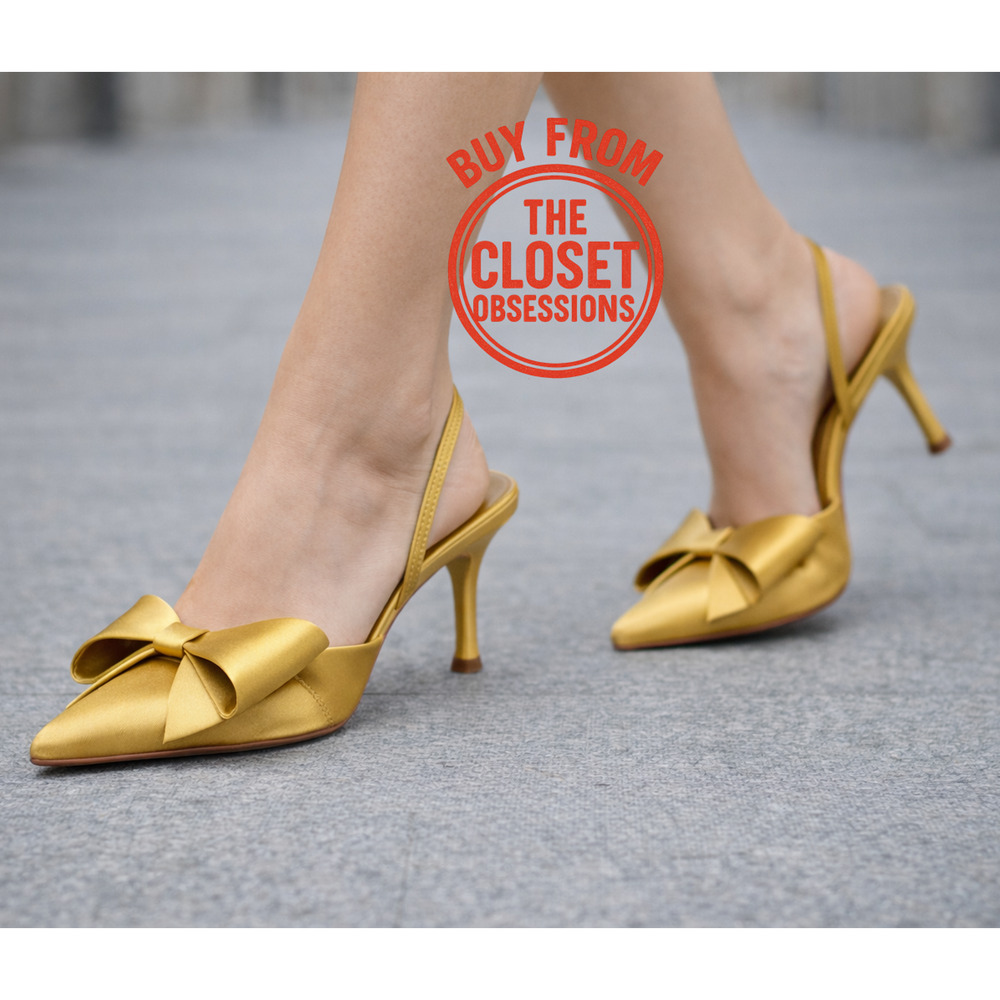 Zara Satin Slingback Heels Bow Pointed Toe Stiletto Wedding Party Sz 6.5 NWT - Picture 6 of 16